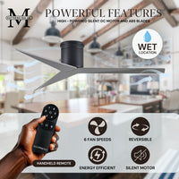 56-Inch Hugger Eliza 3-Blade Flush Mount Ceiling Fan Without Light Kit