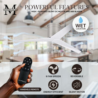 56-Inch Hugger Eliza 3-Blade Flush Mount Ceiling Fan Without Light Kit