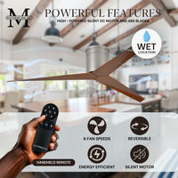 56-Inch Hugger Eliza 3-Blade Flush Mount Ceiling Fan Without Light Kit