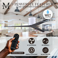 56-Inch Hugger Eliza 3-Blade Flush Mount Ceiling Fan Without Light Kit