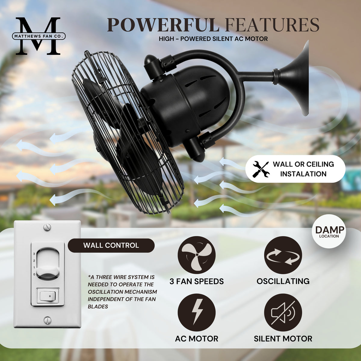 13-Inch Kaye Oscillating Wall Fan