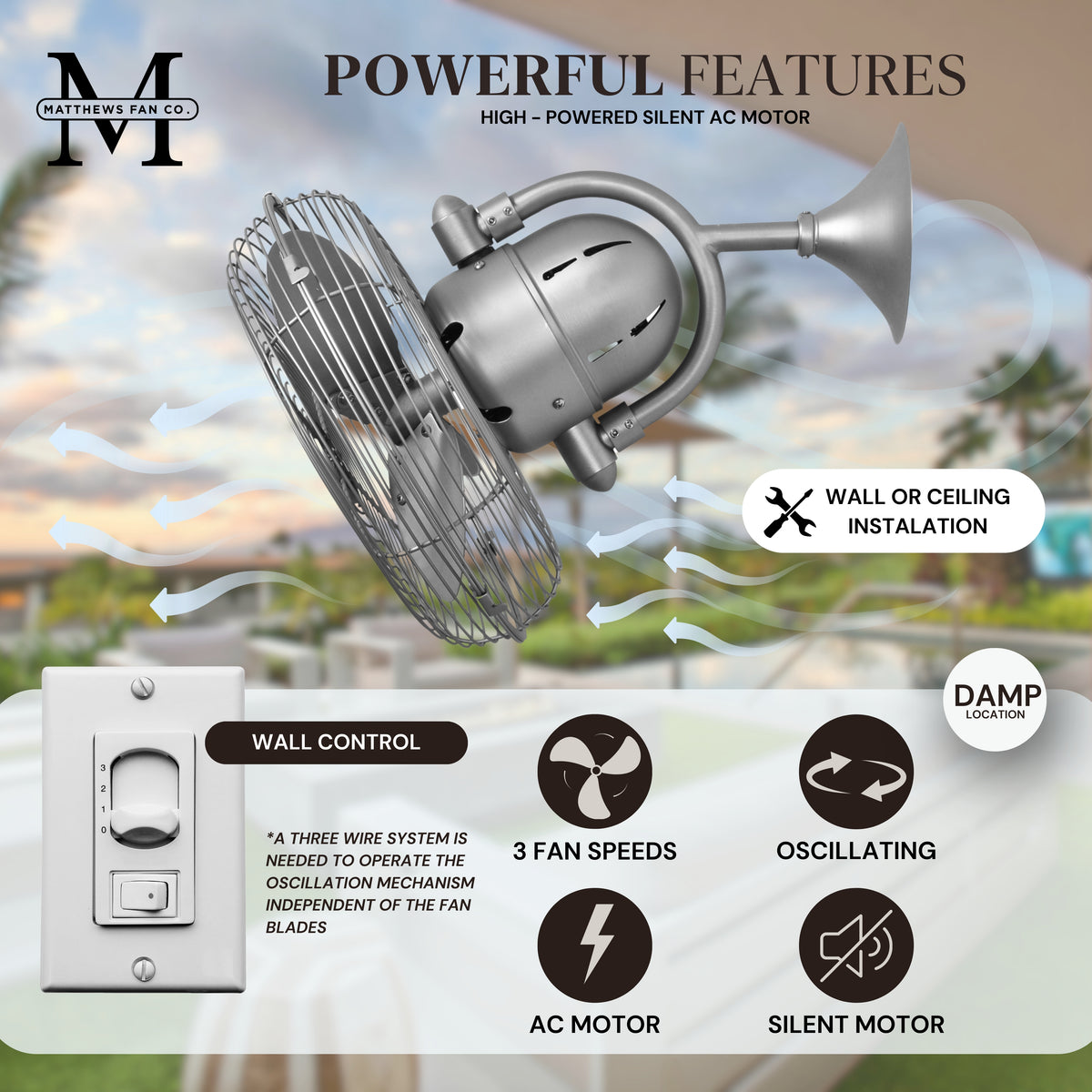 13-Inch Kaye Oscillating Wall Fan