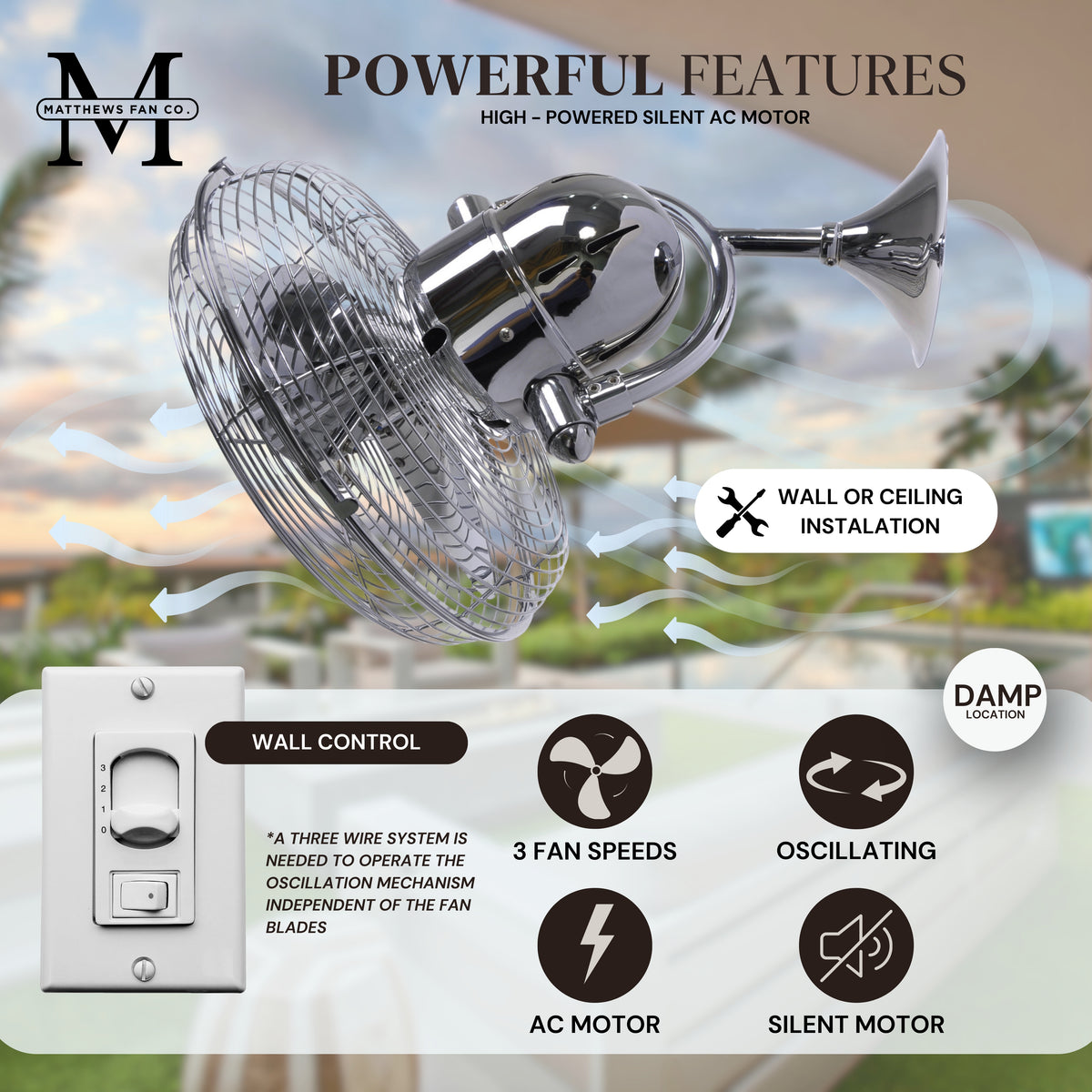13-Inch Kaye Oscillating Wall Fan