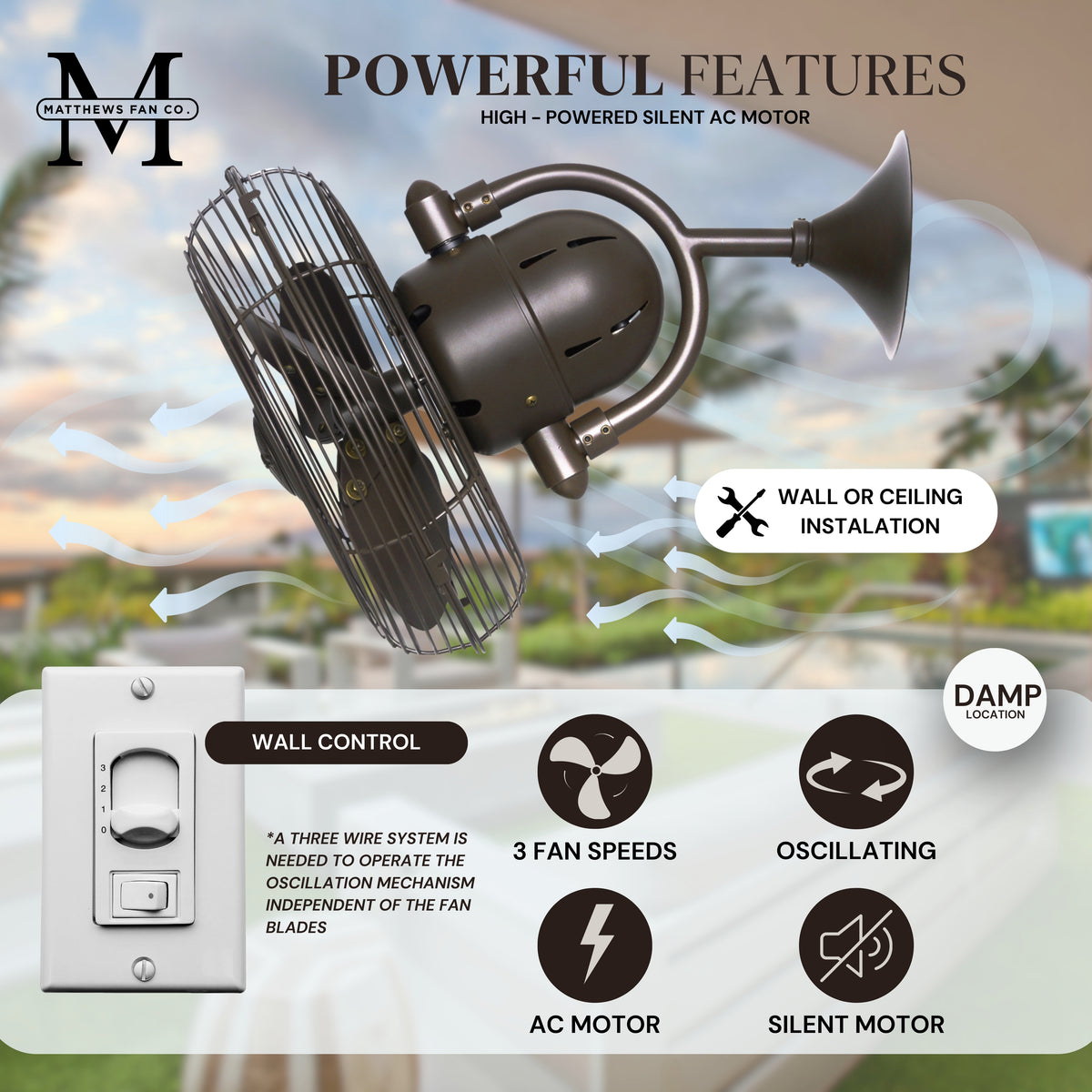 13-Inch Kaye Oscillating Wall Fan