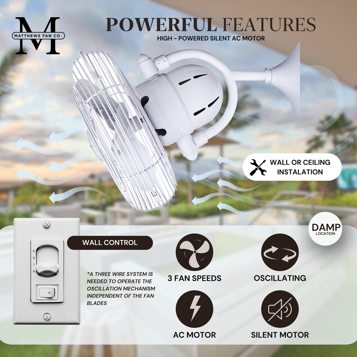 13-Inch Kaye Oscillating Wall Fan