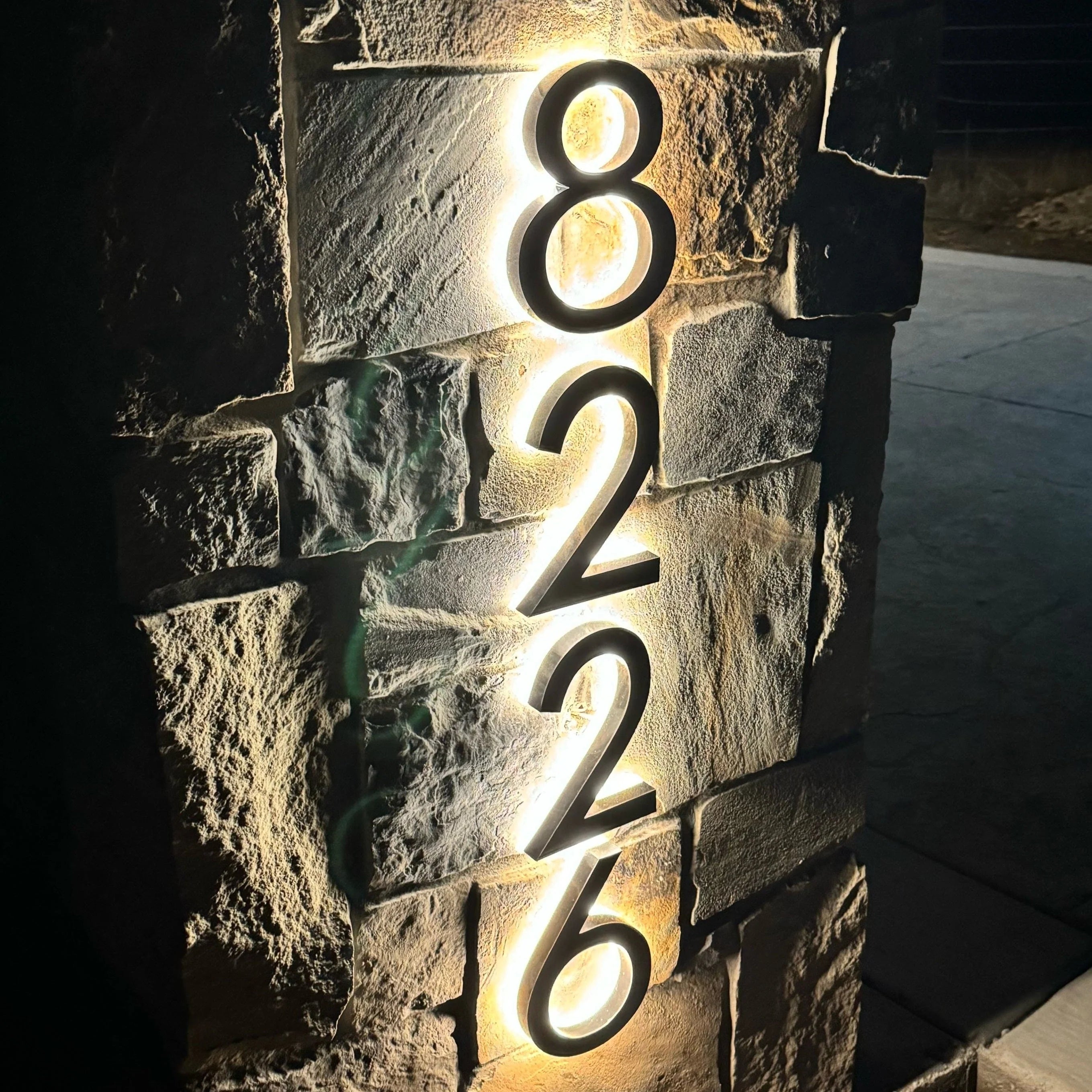 Premium LED Address Sign – Customized House Number in Modern Stainless Steel