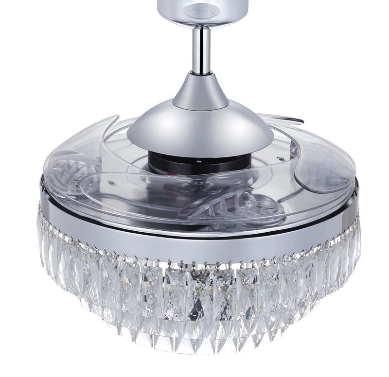 48 Inch Chrome Retractable Blade Ceiling Fan