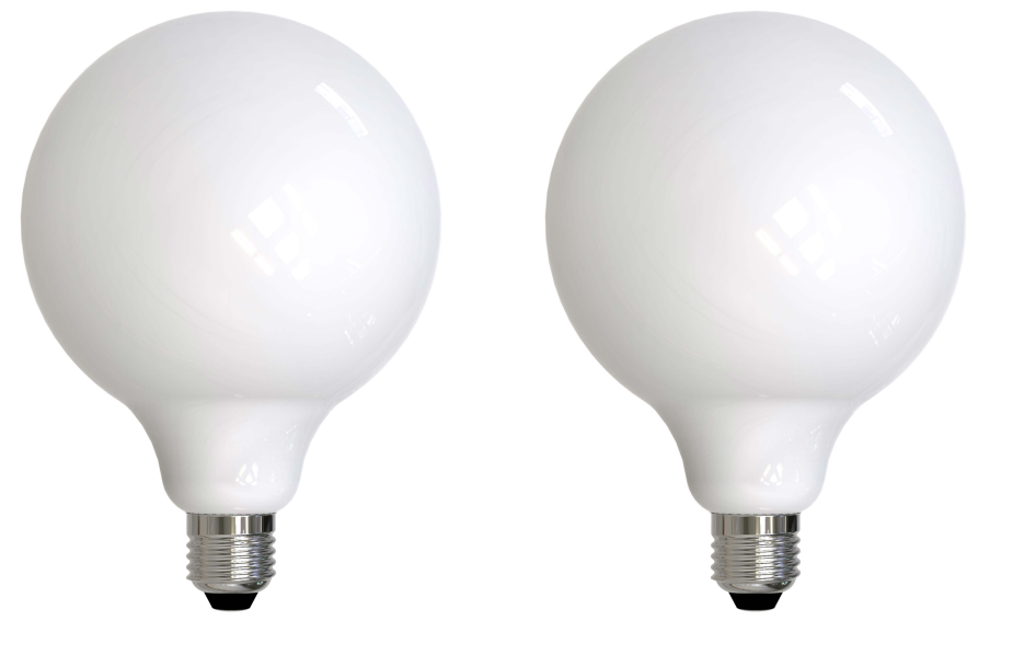 Half Series Designer G25 5W Dimmable Half White Filament LED Light Bulb with E26 Base, 2700K, 400 Lumens, 2-Pack