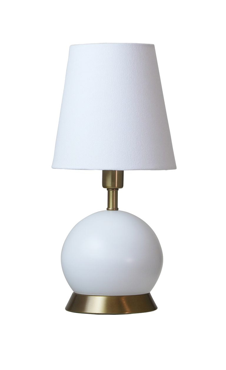 12-inch Geo White Weathered Brass Accent Table Lamp