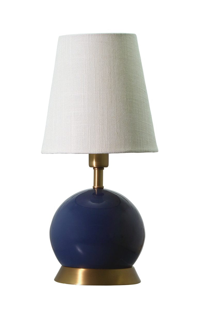 12-inch Geo Navy Blue Weathered Brass Accent Table Lamp