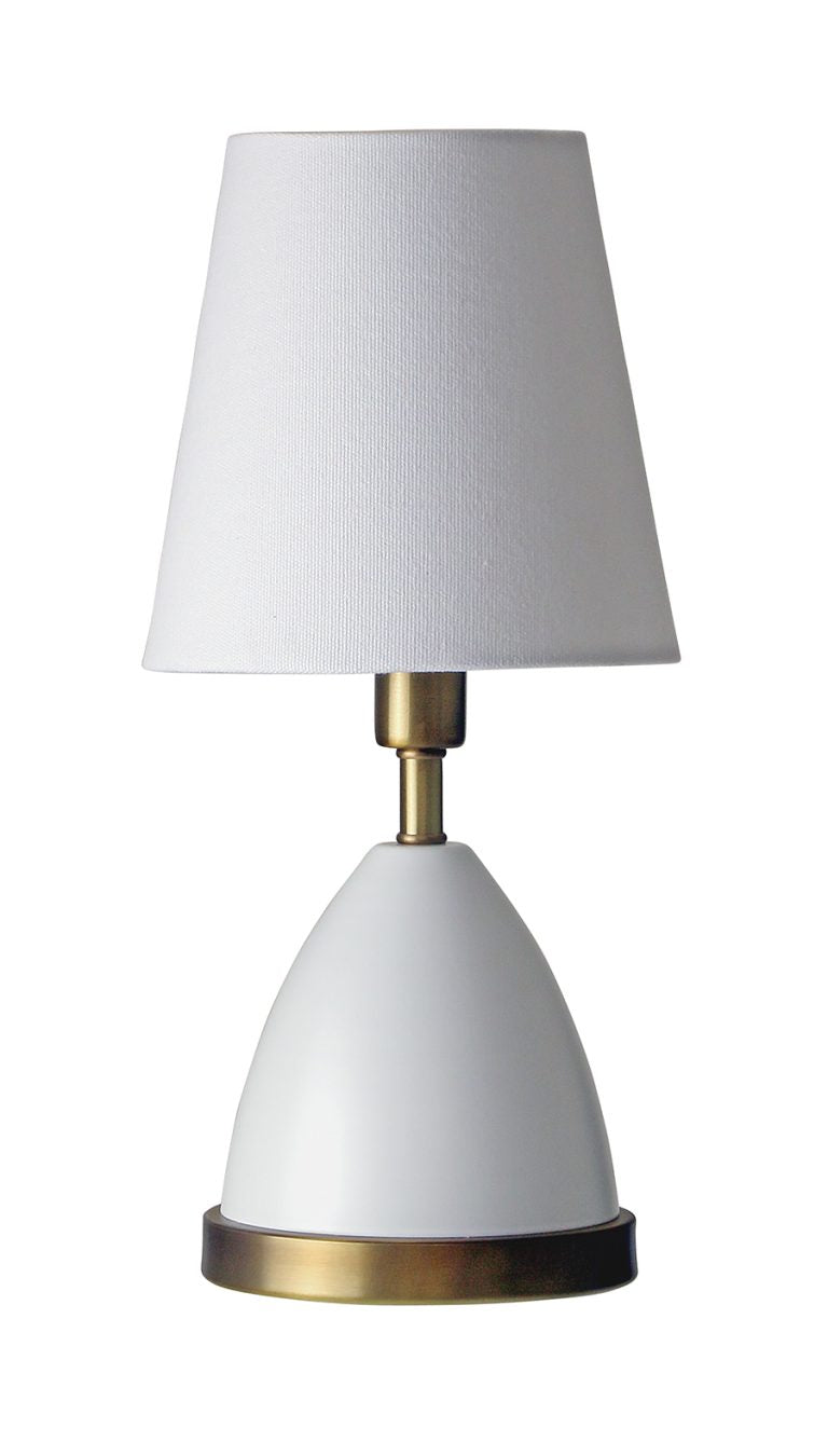 12-inch Geo White Weathered Brass LED Accent Table Lamp