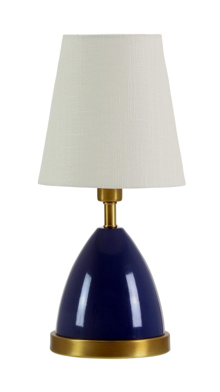 12-inch Geo Navy Blue Weathered Brass LED Accent Table Lamp