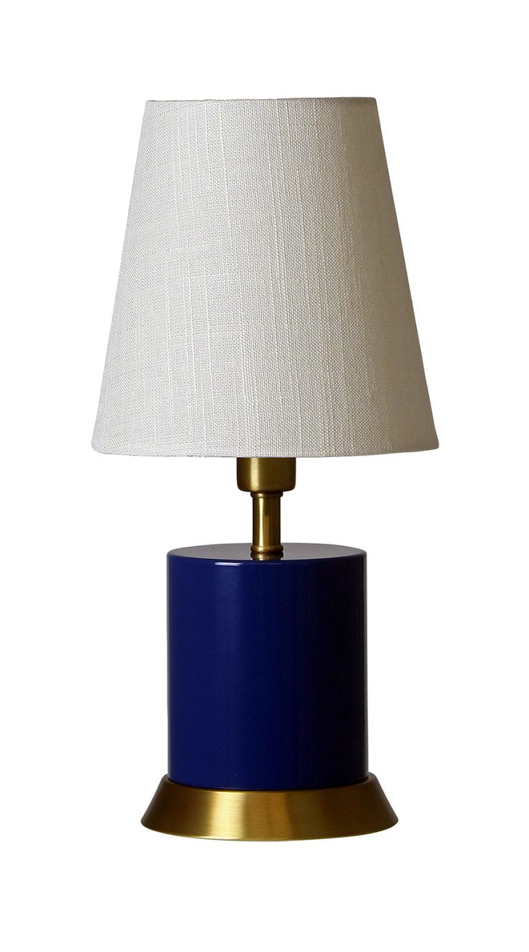 12-inch Geo Navy Blue Weathered Brass Mini Accent Table Lamp