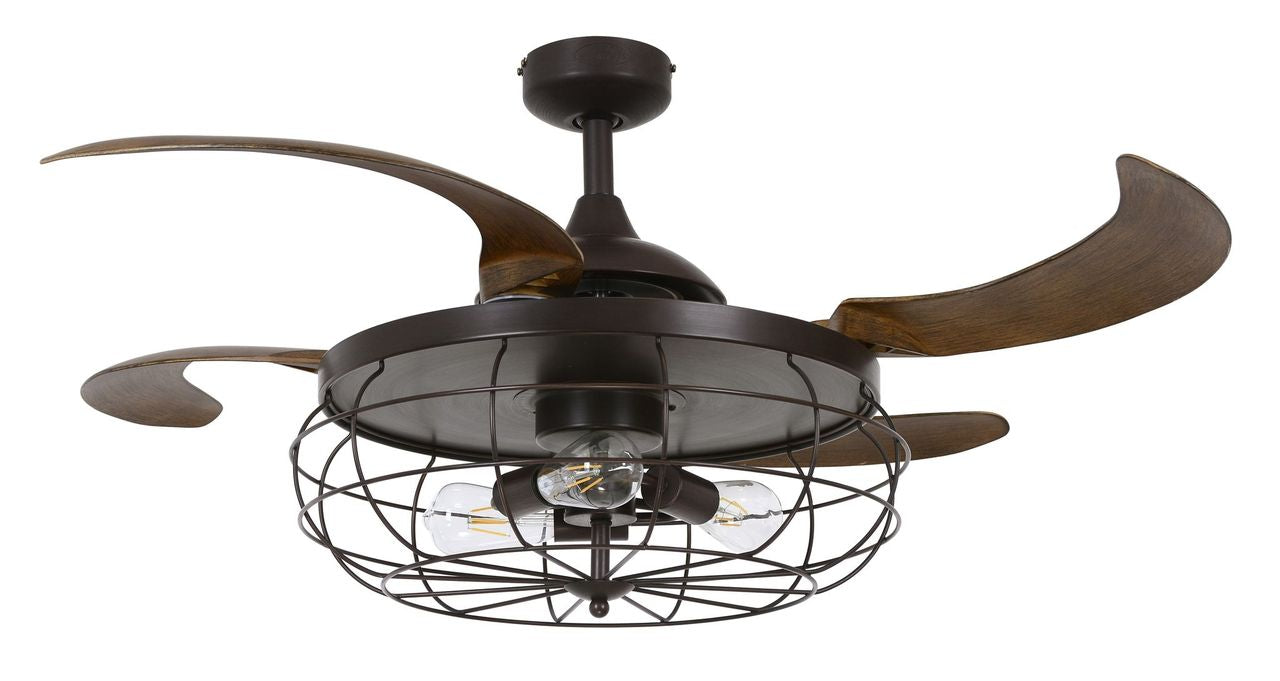Industri 48 Inch 3 Light Bronze Ceiling Fan with Retractable Blades
