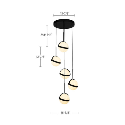 Globo 5 Head Steel Multi Pendant