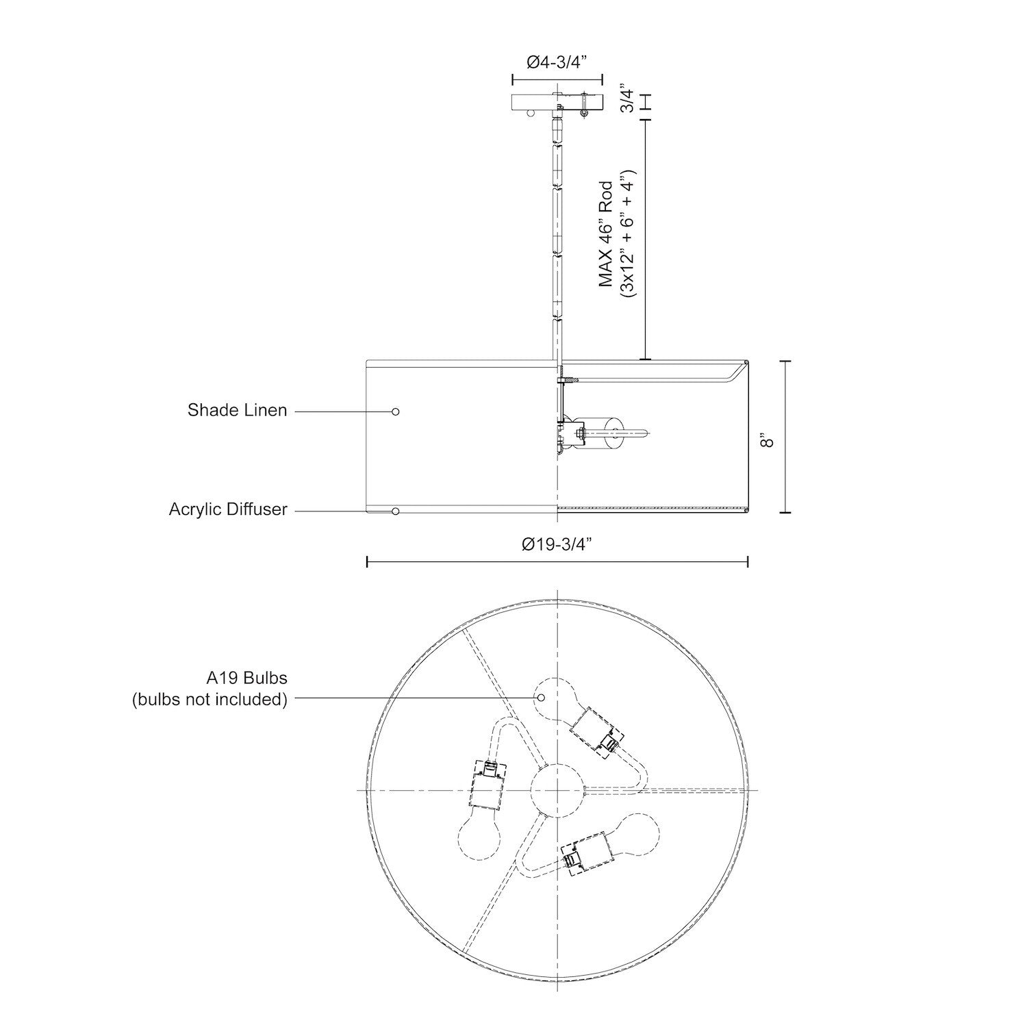 Gregory 20-in Steel Pendant