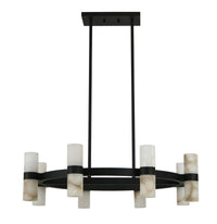 Luella 16 Light Black Chandelier with Alabaster Shades