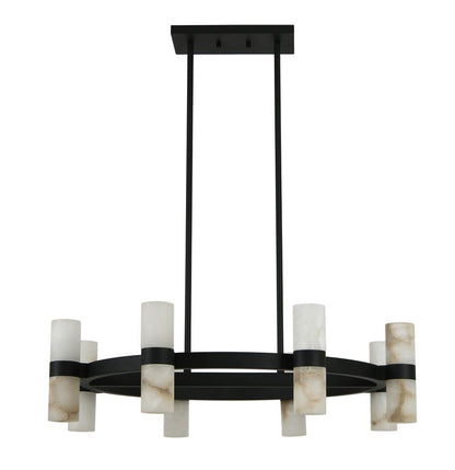 Luella 16 Light Black Chandelier with Alabaster Shades