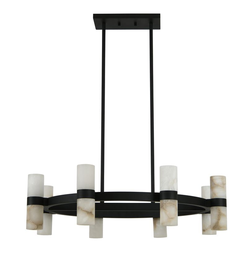 Luella 16 Light Black Chandelier with Alabaster Shades