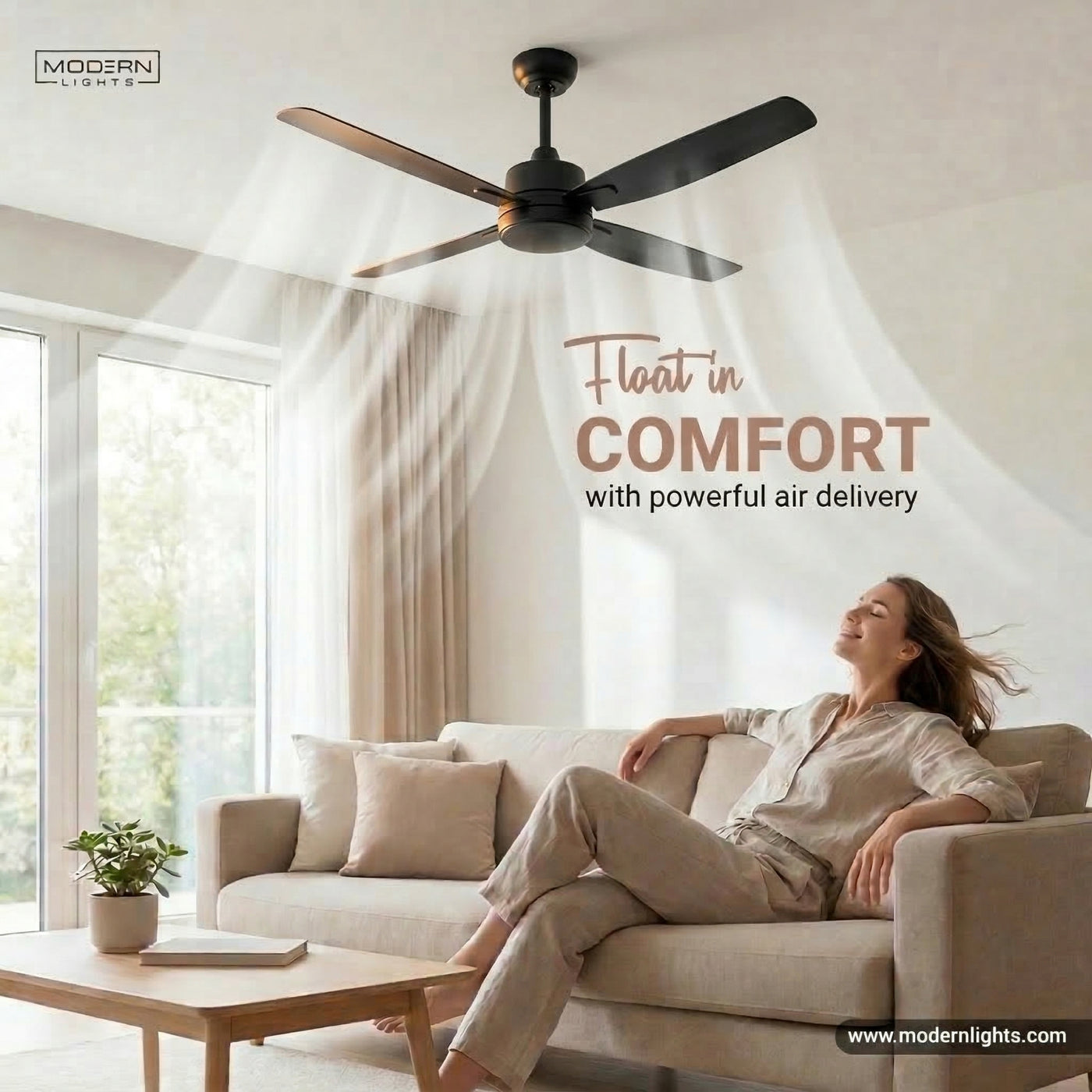 52 Inch DC Black Fan with Remote