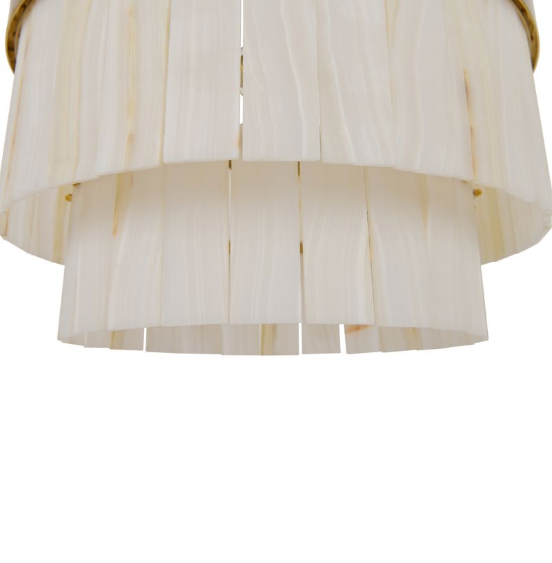 Elora 9 Light Brass Pendant Light with Jade Stone
