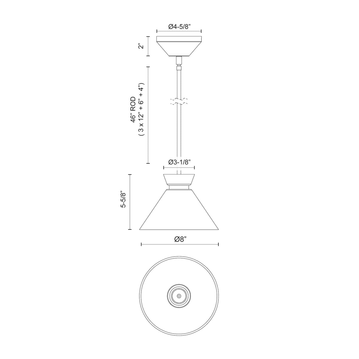 Halston 8-in Steel Pendant