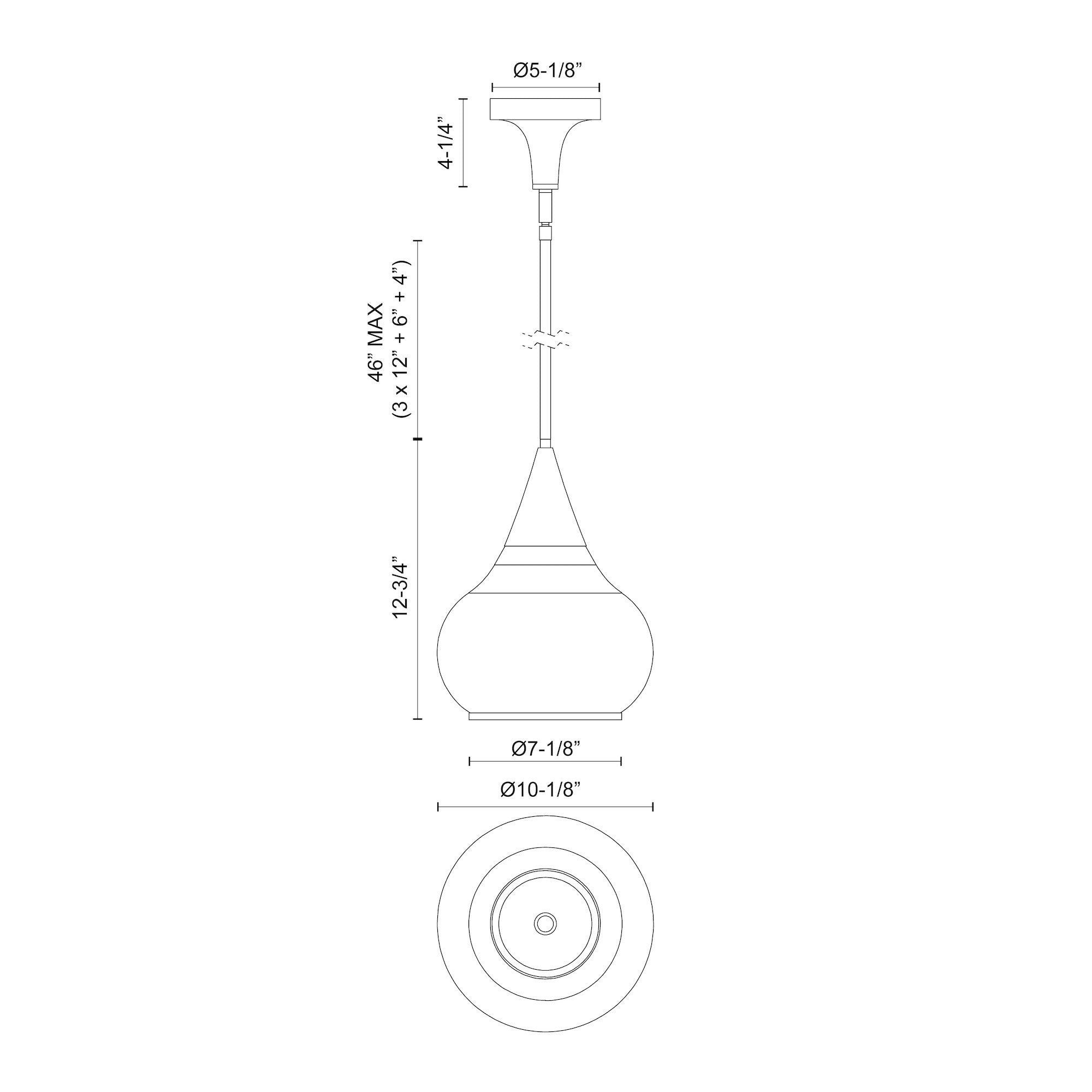 Hazel 10-in Steel Pendant