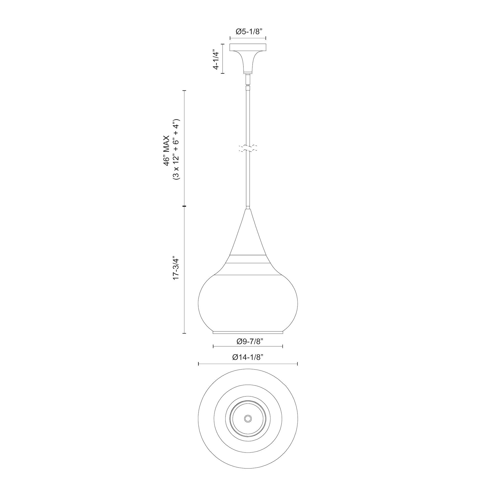 Hazel 14-in Steel Pendant