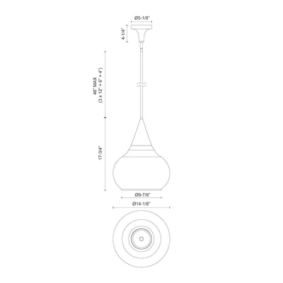 Hazel 14-in Steel Pendant