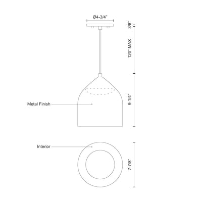 Helena 8-in Mini Spun Aluminum LED Pendant