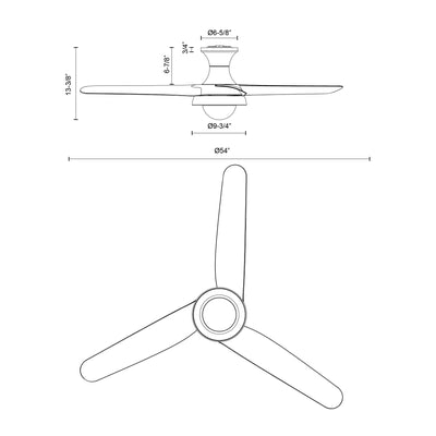 Rubio-H 54-in White Reversible DC LED Ceiling Fan