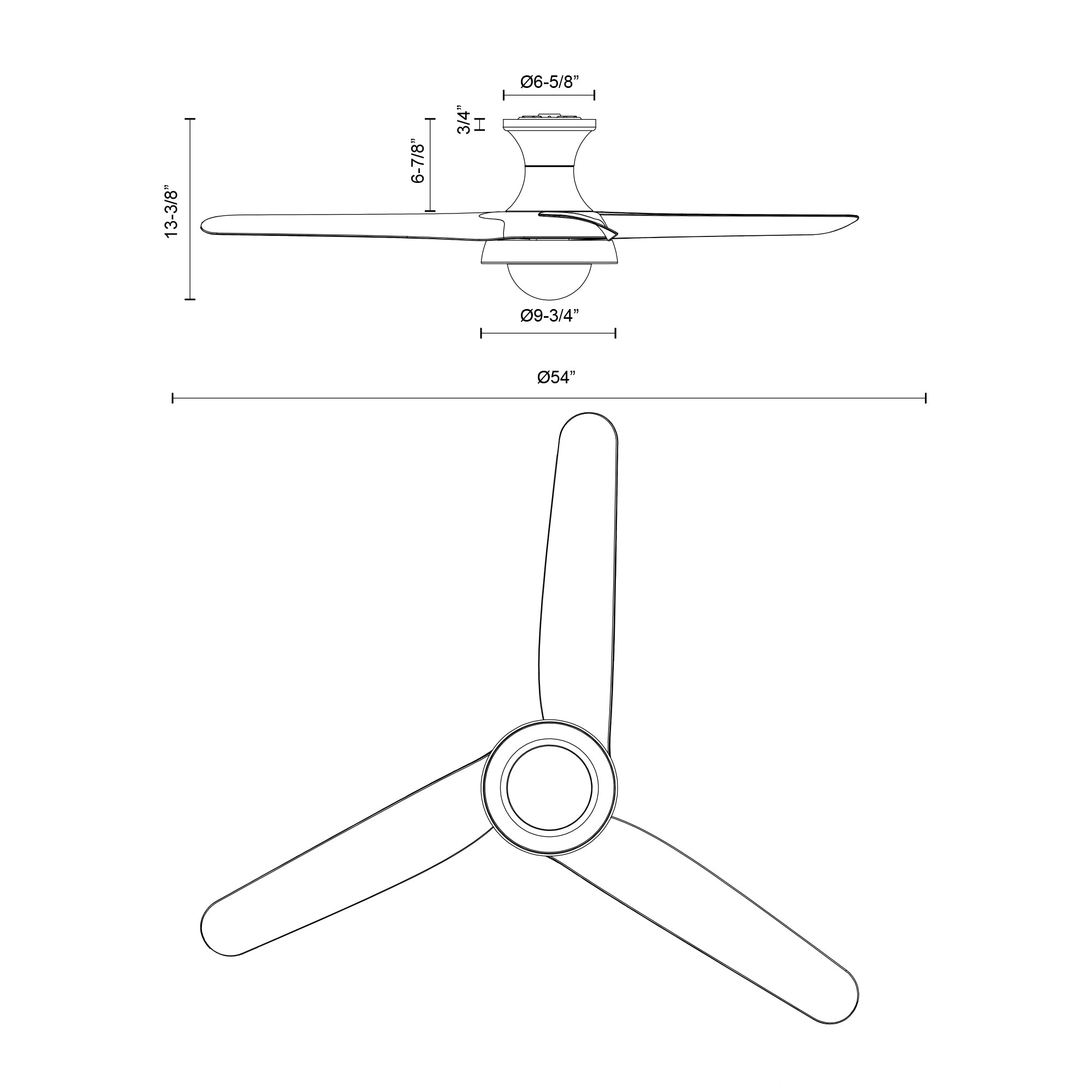 Rubio-H 54-in Matte Black Reversible DC LED Ceiling Fan