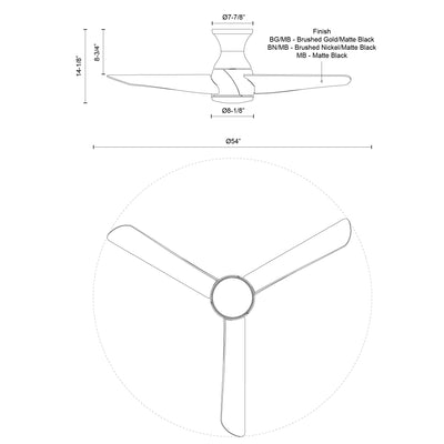 Thalia 54-in Brushed Gold and Matte Black Damp-Rated Dimmable LED Hugger Fan