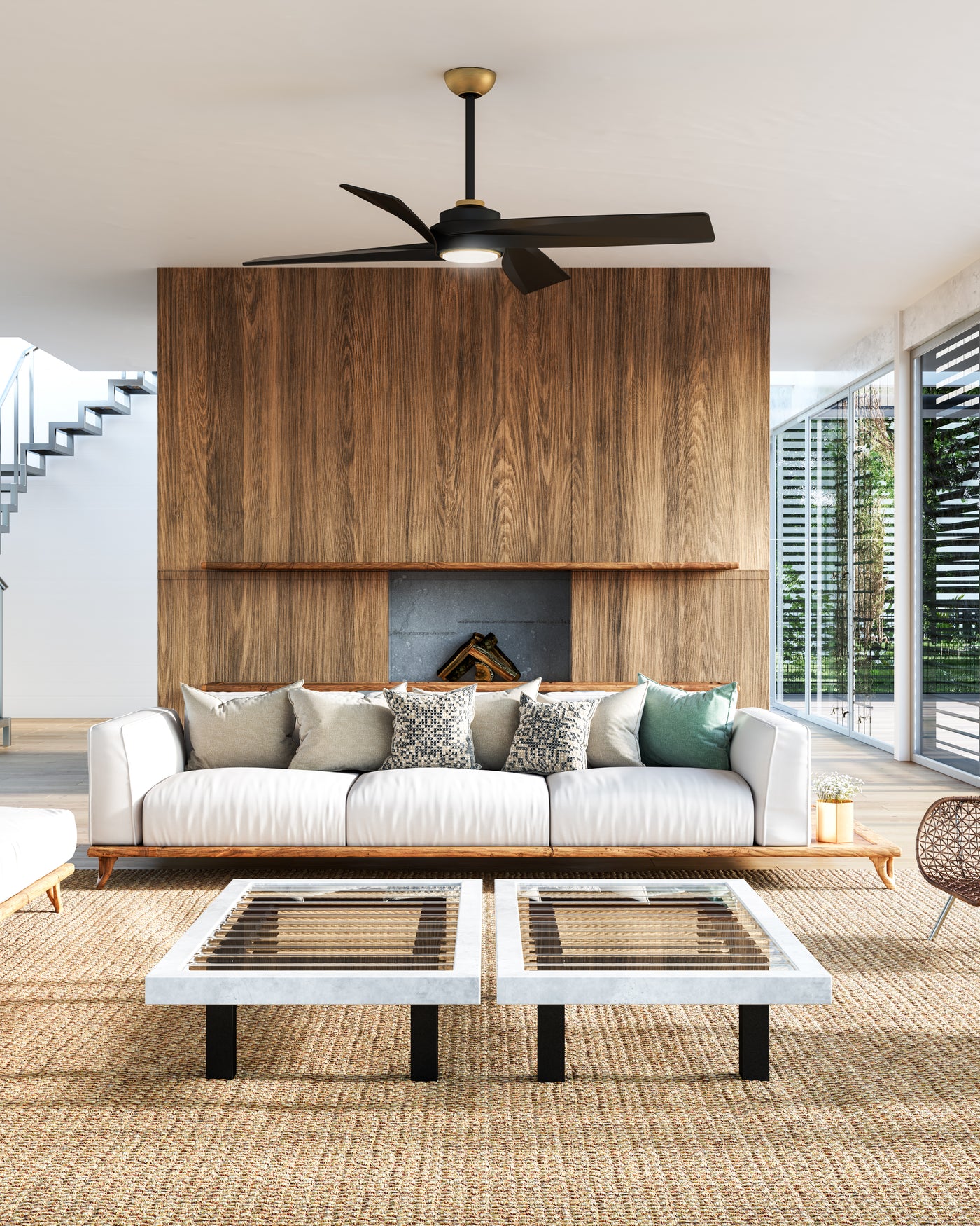 Horizon 56-in Brushed Gold Reversible DC LED Ceiling Fan