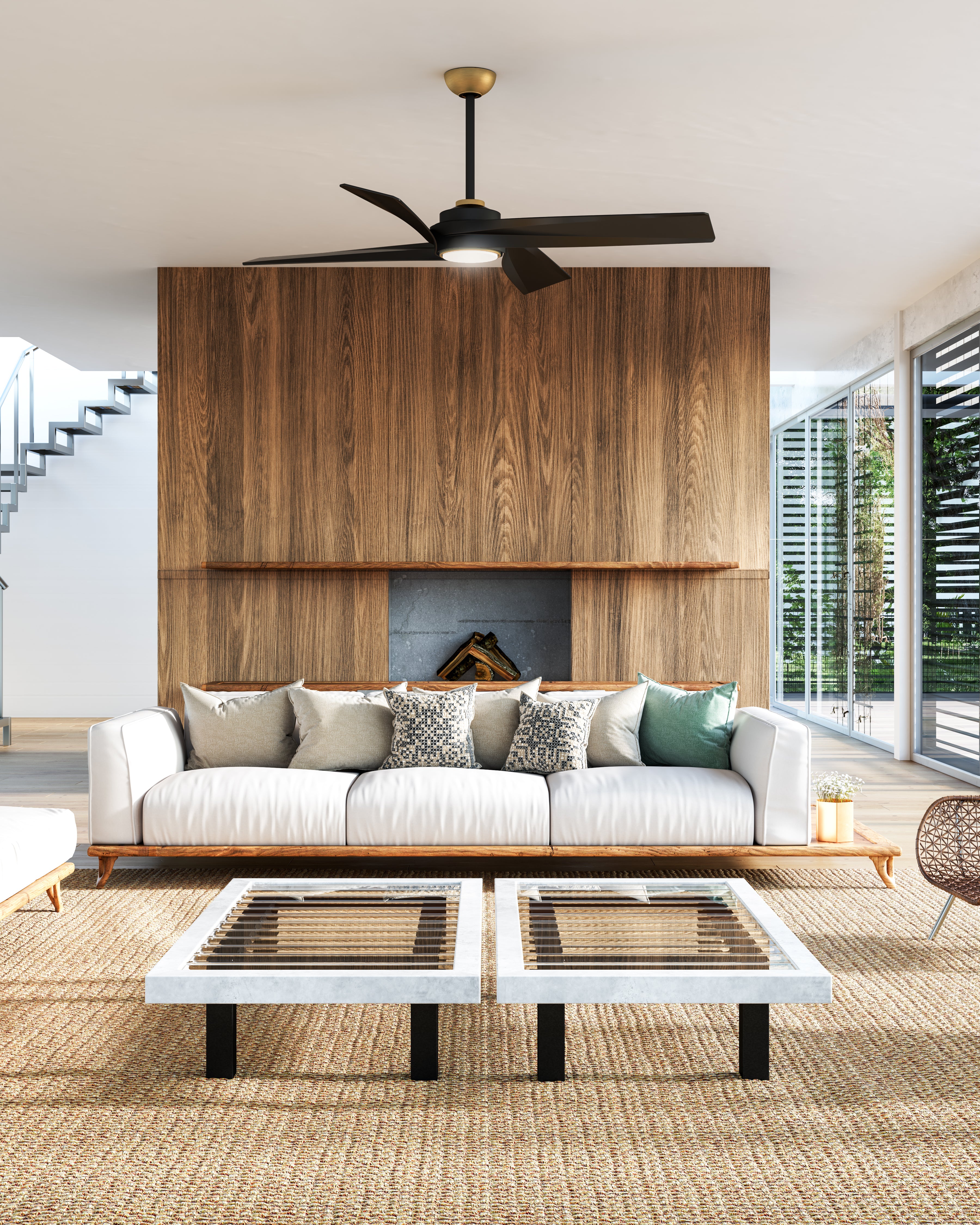 Horizon 56-in Brushed Gold Reversible DC LED Ceiling Fan