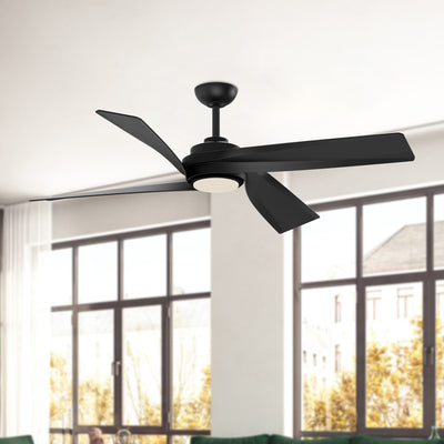 Horizon 56-in Matte Black Reversible DC LED Ceiling Fan