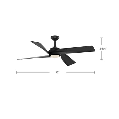 Horizon 56-in Matte Black Reversible DC LED Ceiling Fan