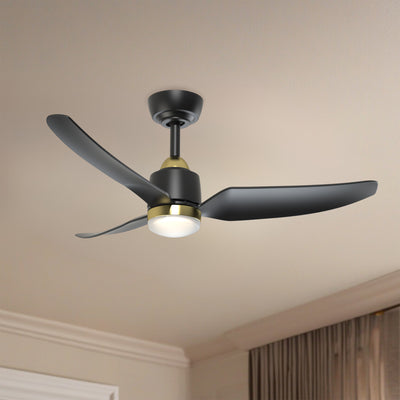 Hugo 42-in (CCT) Brushed Gold and Matte Black Reversible DC LED Ceiling Fan