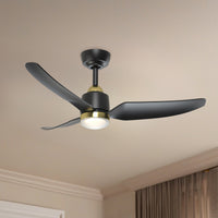 Hugo 42-in (CCT) Brushed Gold and Matte Black Reversible DC LED Ceiling Fan