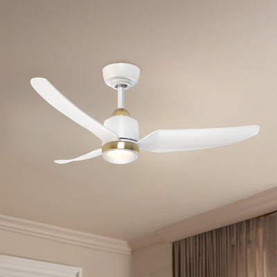 Hugo 42-in (CCT) Brushed Gold and Matte White Reversible DC LED Ceiling Fan