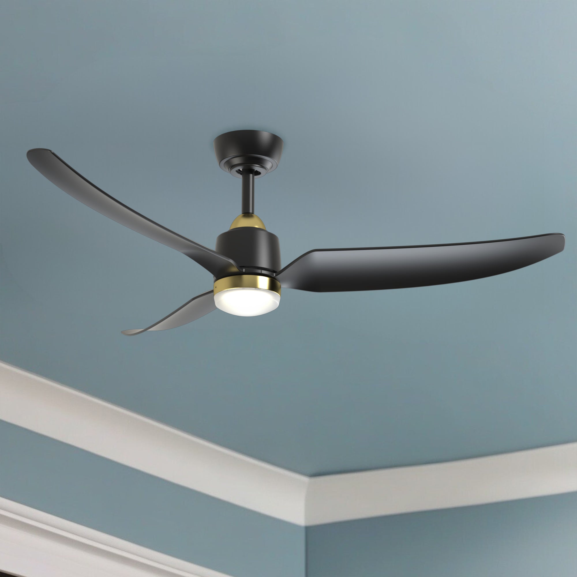 Hugo 52-in Brushed Gold and Matte Black Reversible DC LED Ceiling Fan