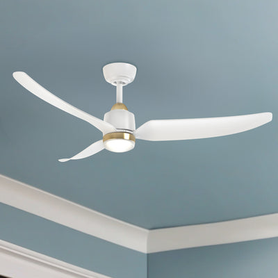 Hugo 52-in Brushed Gold and Matte White Reversible DC LED Ceiling Fan