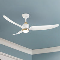 Hugo 52-in Brushed Gold and Matte White Reversible DC LED Ceiling Fan
