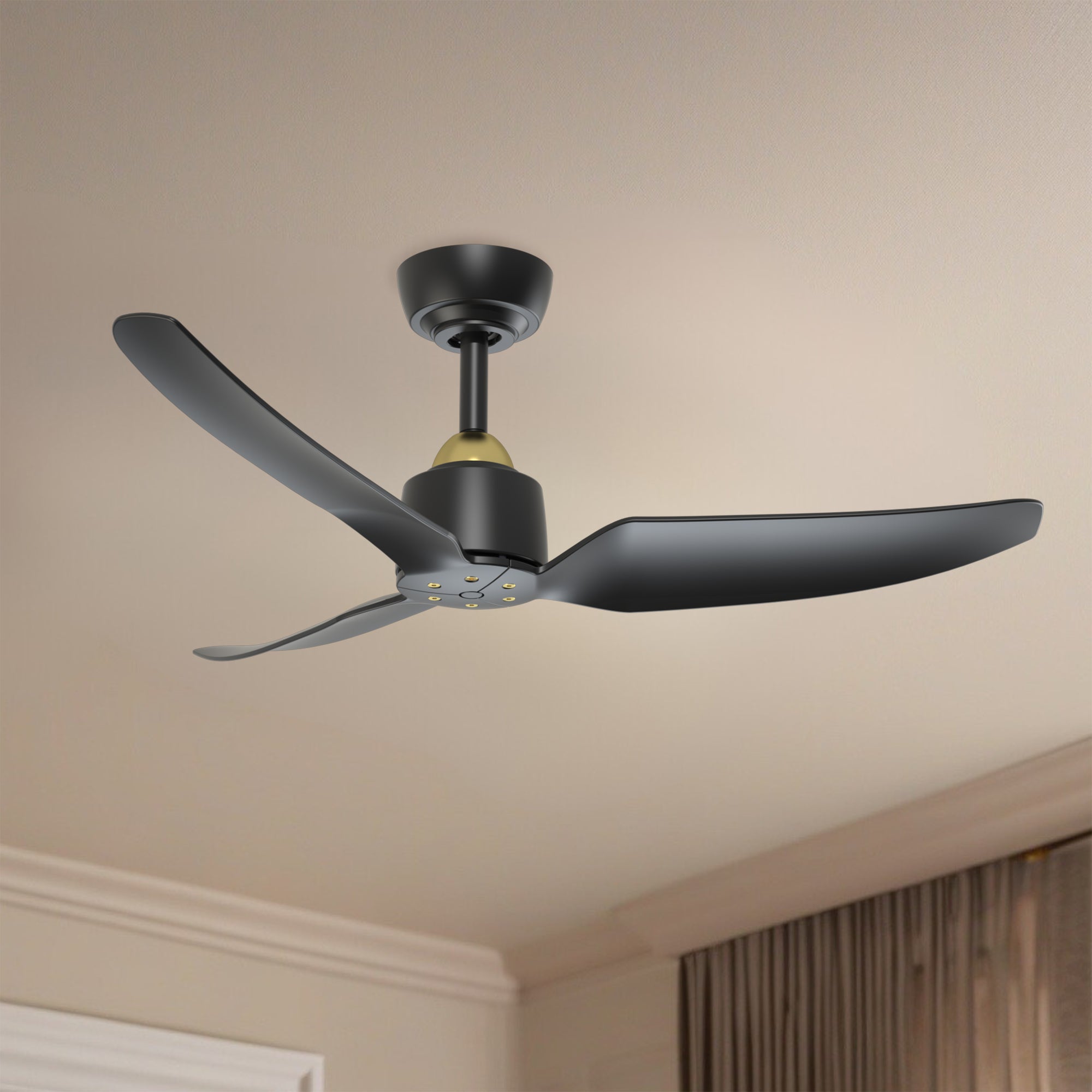 Hugo 42-in Brushed Gold and Matte Black Reversible DC Ceiling Fan