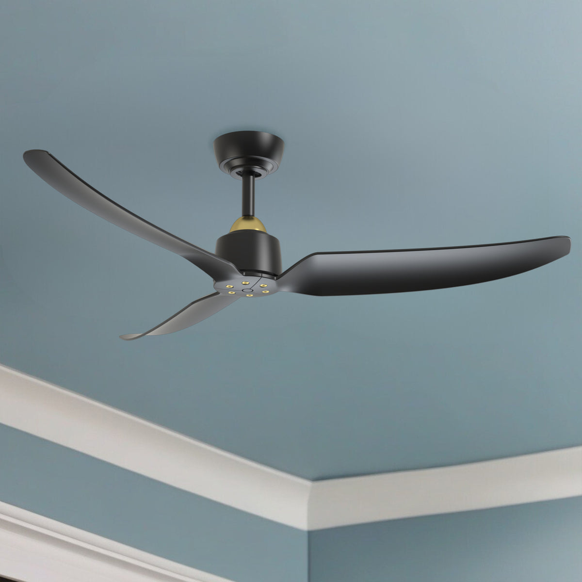 Hugo 52-in Brushed Gold and Matte Black Reversible DC Ceiling Fan