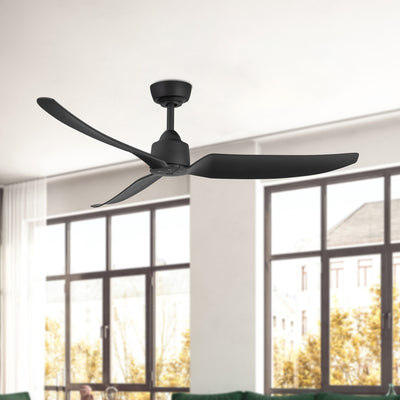 Hugo 52-in Matte Black Reversible DC Ceiling Fan