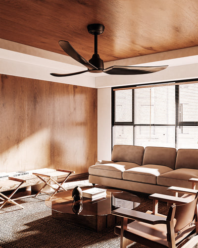 Hugo 52-in Matte Black Reversible DC Ceiling Fan