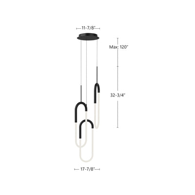Huron 3 Head Steel Multi Pendant