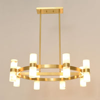 Luella 16 Light Brass Chandelier with Alabaster Shades