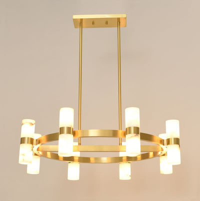 Luella 16 Light Brass Chandelier with Alabaster Shades